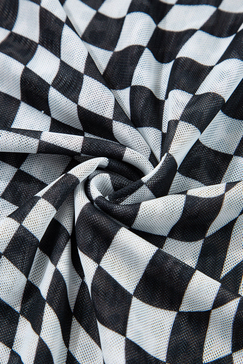 Multicolour Leopard Checkered Double Printed Reversible Sleeveless Long Dress